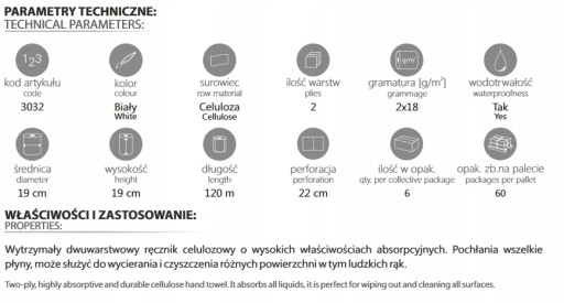 Celulózový uterák, 2 vrstvy. 120m/rolka Lamix-Ellis