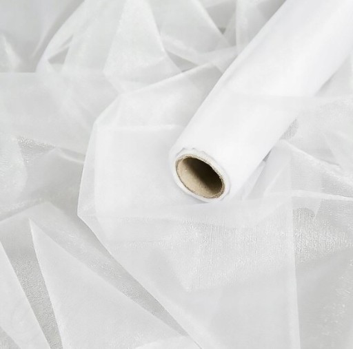 BIELA ORGANZA NA RÚLE HLADKÁ DEKORÁCIA SVADOBNÉ SVADOBNÉ SPOLOČENSTVO IHS 16 CM X 9 M