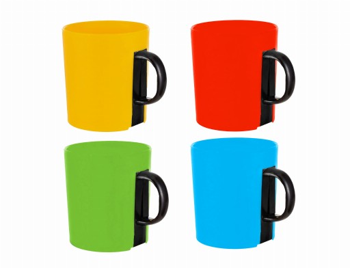 PLASTOVÝ HRNČEK S RÚČKOU 400ML MIX FARBA PP
