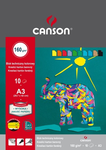 TECHNICKÝ BLOK A3 FAREBNÝ CANSON 10 listov