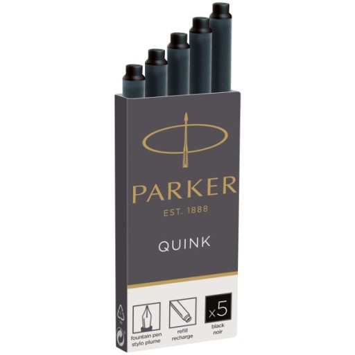 PARKER QUINK Dlhé plniace perá s čiernym atramentom 5 ks.