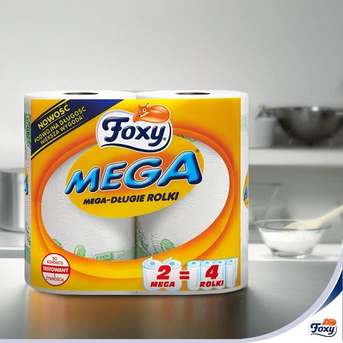 Kuchynské papierové utierky Foxy Mega zdobené mega dlhé rolky, 2 kusy