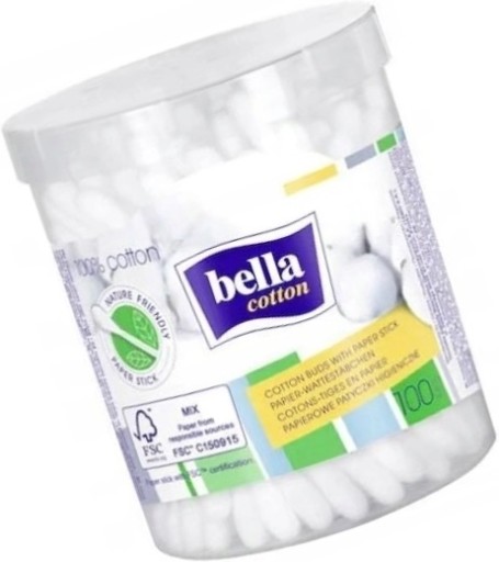 Vatové tyčinky Bella Bavlnené papierové 100 ks