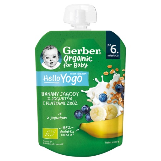Gerber Bio dezert Banány, bobule s jogurtom a cereálie po 6 mesiacoch