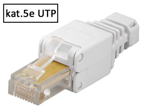 RJ45/8P8C UTP kat.5E zástrčka, krútená dvojlinka, drôt/lanko AWG23-26, bez náradia