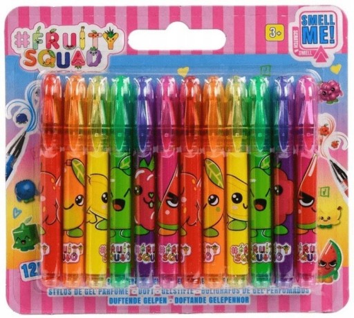Voňavé mini gélové perá 12 ks FRUITYSQUAD