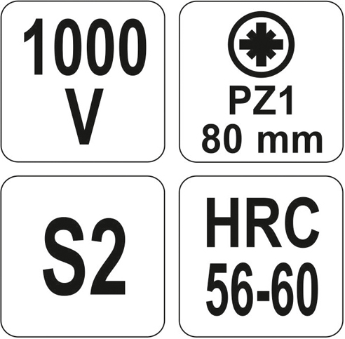 Izolovaný krížový skrutkovač 1000 V PZ1x80 mm VDE YATO YT-2825