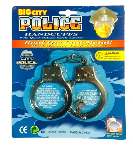 POLICAJNÁ KOVOVÁ HRAČKA PUTÁ + 2 KĽÚČE MALÝ POLICAJT
