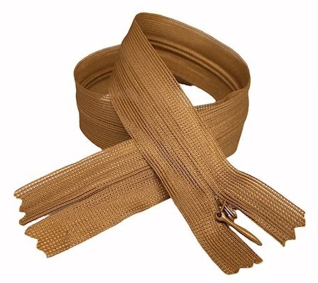 Pevný skrytý zips, svetlohnedá, 22 cm