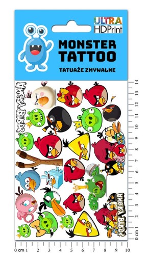 UMÝVAJÚCE DOČASNÉ TETOVANIE PRE DETI ANGRY BIRDS ORIGINÁLNE DIZAJNY