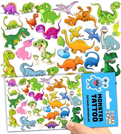 UMÝVAJÚCE DOČASNÉ TETOVANIE PRE DETI DETI DINOSAURY ORIGINÁLNE DIZAJNY