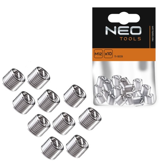 NEO 11-909 OPRAVNÉ KAZETY ZÁVITOV M12, OPRAVY ZÁVITOV 10 ks 11-909