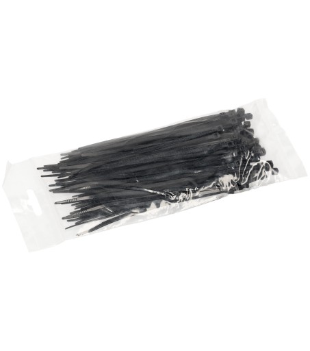 Sťahovacie pásky 3,6x150mm Čierna 100 ks