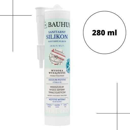 Sanitárny silikón do kuchyne, kúpeľne, BIELY Bauhus