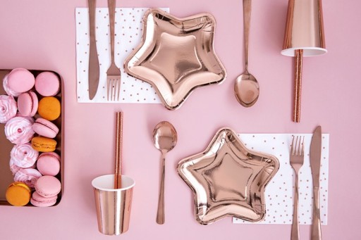 Papierové taniere STARS rose gold rose gold 18 cm 6 ks k narodeninám