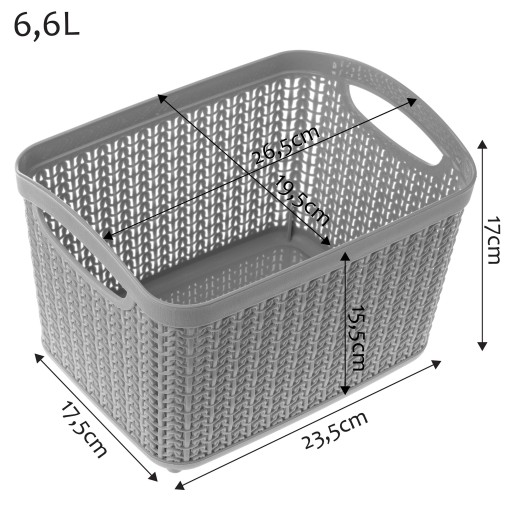 KOŠÍK PLASTOVÁ NÁDOBA 6,6L SIVÁ