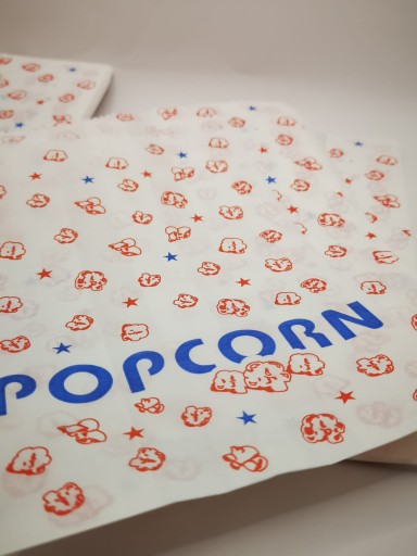 Veľká papierová taška s potlačou POPCORN, 200 ks.
