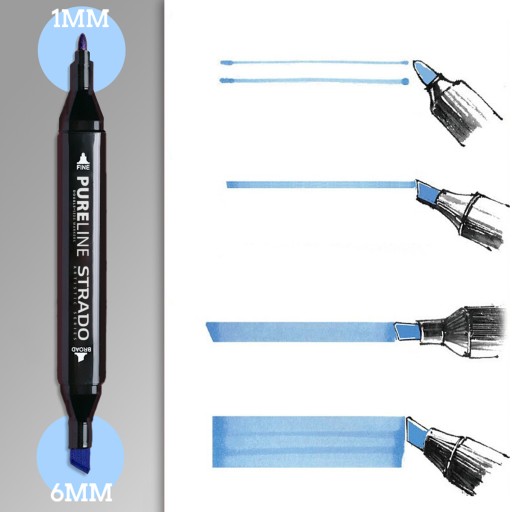 Fixky 48 ks PureLINE obojstranné liehové fixky + vrecko