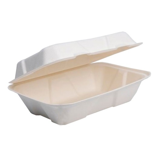 Obedový box BIELY z cukrovej trstiny STRONG na večeru 230x155x77mm balenie 10ks