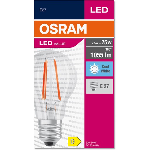 LED FILAMENT E27 žiarovka 7,5W 75W A60 4000K OSRAM