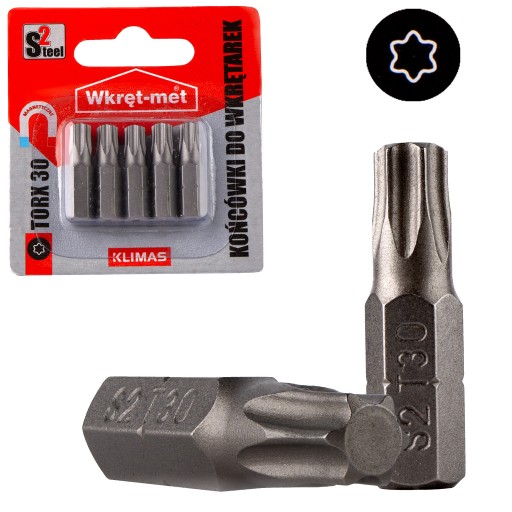 TORX 30 skrutkovacie bity 25mm 5 ks TX30 magnetické Klimas