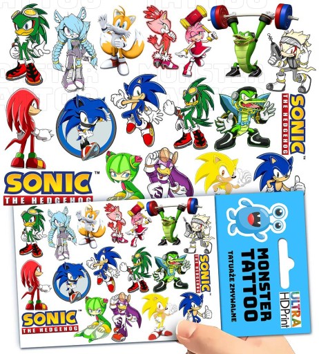 UMÝVAJÚCE DOČASNÉ TETOVANIE PRE DETI DETSKÉ SONIC ORIGINÁLNE DIZAJNY
