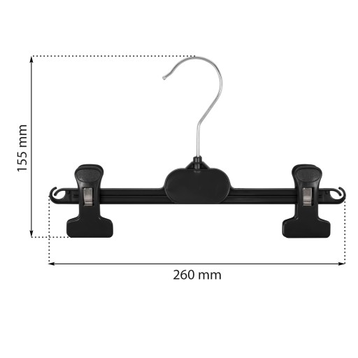 Univerzálny čierny vešiak na šaty, 26 cm