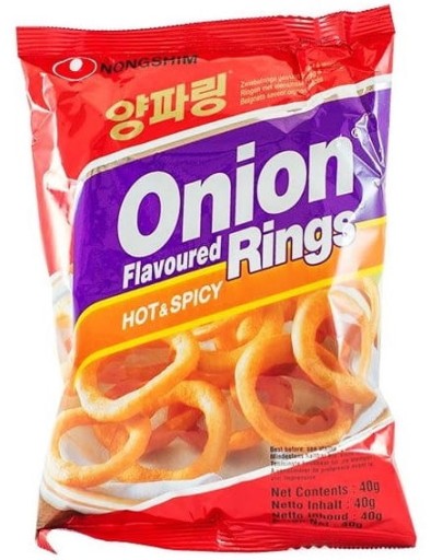 Hot and Spicy chipsy, cibuľové krúžky 40g Nongshim