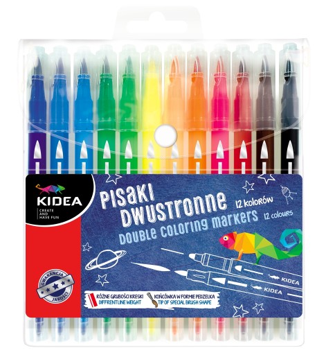 Kidea obojstranné fixky, 12 farieb