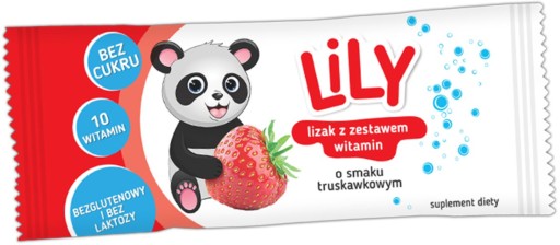 LILY Lízanka s vitamínmi s príchuťou jahody bez cukru 8 g
