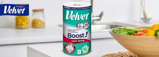 Papierová utierka Velvet BOOST 150 veľkých listov, 3 vrstvy - 1 rolka