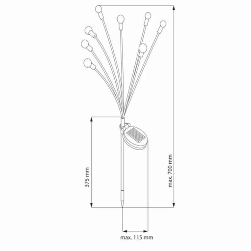 LED záhradné solárne guľové svietidlo FIORINI 3000K heat GOLDLUX