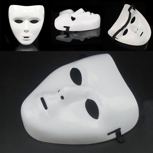 WHITE MIM MASK, plastová, na halloweenske maľovanie