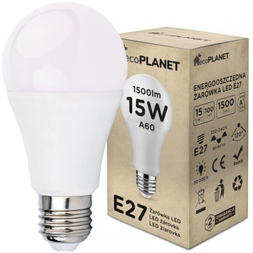 E27 A60 LED žiarovka 15W = 100W 1500lm NEUTRAL 4000K