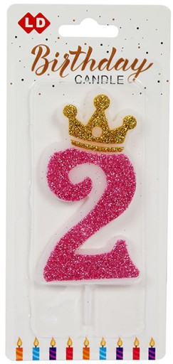 RUŽOVÁ TORTA SVIEČKOVÁ KORUNA GLITTER DVA ČÍSLO DVA 2 DRUHÉ NARODENINY