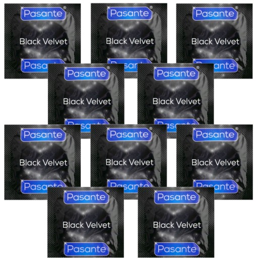 PASANTE BLACK VELVET kondómy čiernej farby, klasický sex, 10 ks.