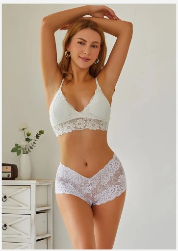 SEXY BIELE ČIPKOVANÉ DÁMSKE NOHAVIČKY XL