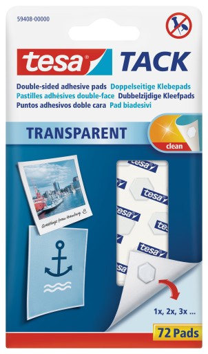 tesa TACK samolepiace podložky 72 ks, priehľadné