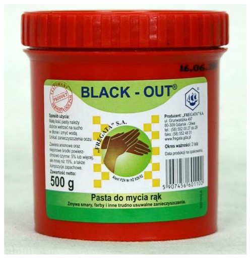 Pasta na ruky BLACK-OUT 500g - Odstraňuje mastnotu, farbu, bez podráždenia