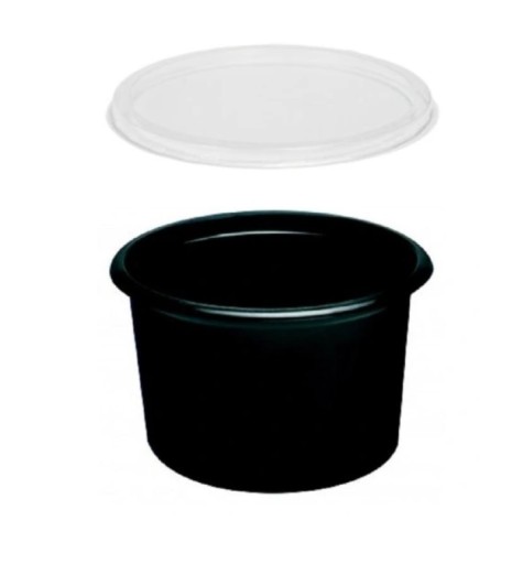 NÁDOBY + viečka NA POLIEVKU FOOD BLACK 500ml 50ks OPÄTOVNE POUŽITÉ