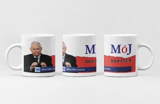 VTIPNÝ HRNČEK S POTLAČOU KACZYŃSKI PIS PREZIDENTSKÝ HRNČEK AKO DARČEK + KARTÓN
