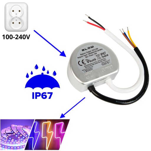 LED zdroj do zásuvky 12V 15W, IP67