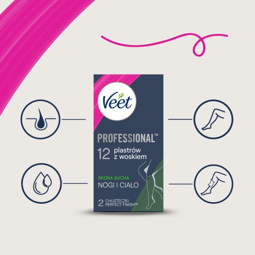 VEET Voskové pásiky na suchú pokožku, 12 pásikov