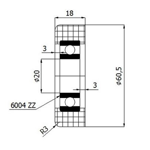 Valčekový valček CIRCLE fi. 60,5 mm pre brány