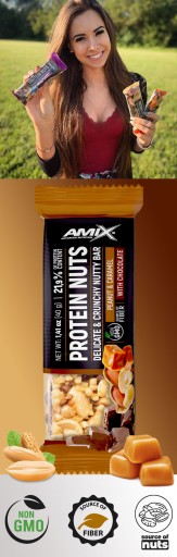 Arašidová tyčinka s proteínom - Amix Protein Nuts Crunchy Peanut - Karamel