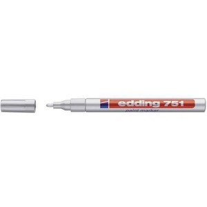 Edding 751 strieborný permanentný olejový popisovač, okrúhly hrot 1-2 mm