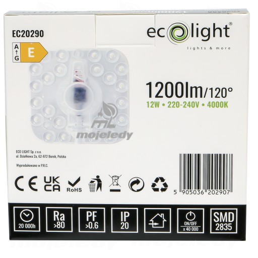 Doštičková žiarovková vložka SMD LED stropné svietidlo 12W + NW 4000K napájací zdroj s magnetmi