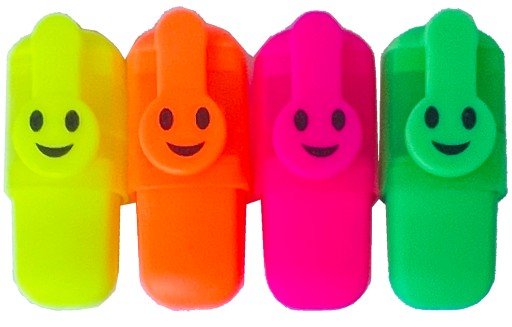 MINI ZVÝRAZŇOVAČE 4 kusy FLUO FUNNY SMILES