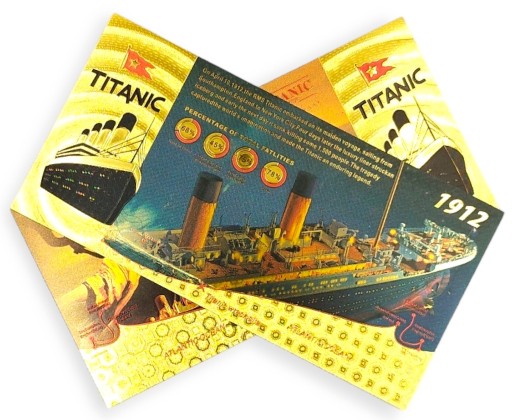 TITANIC Krásna pozlátená bankovka zberateľský darček MENY NA NARODENIA