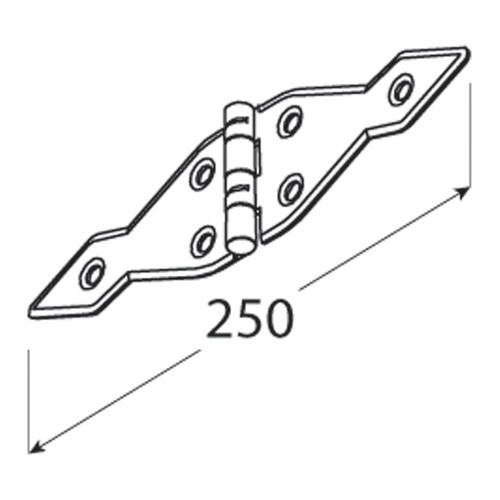 Ozdobný čierny trojuholníkový pánt 250x1,5 DMX